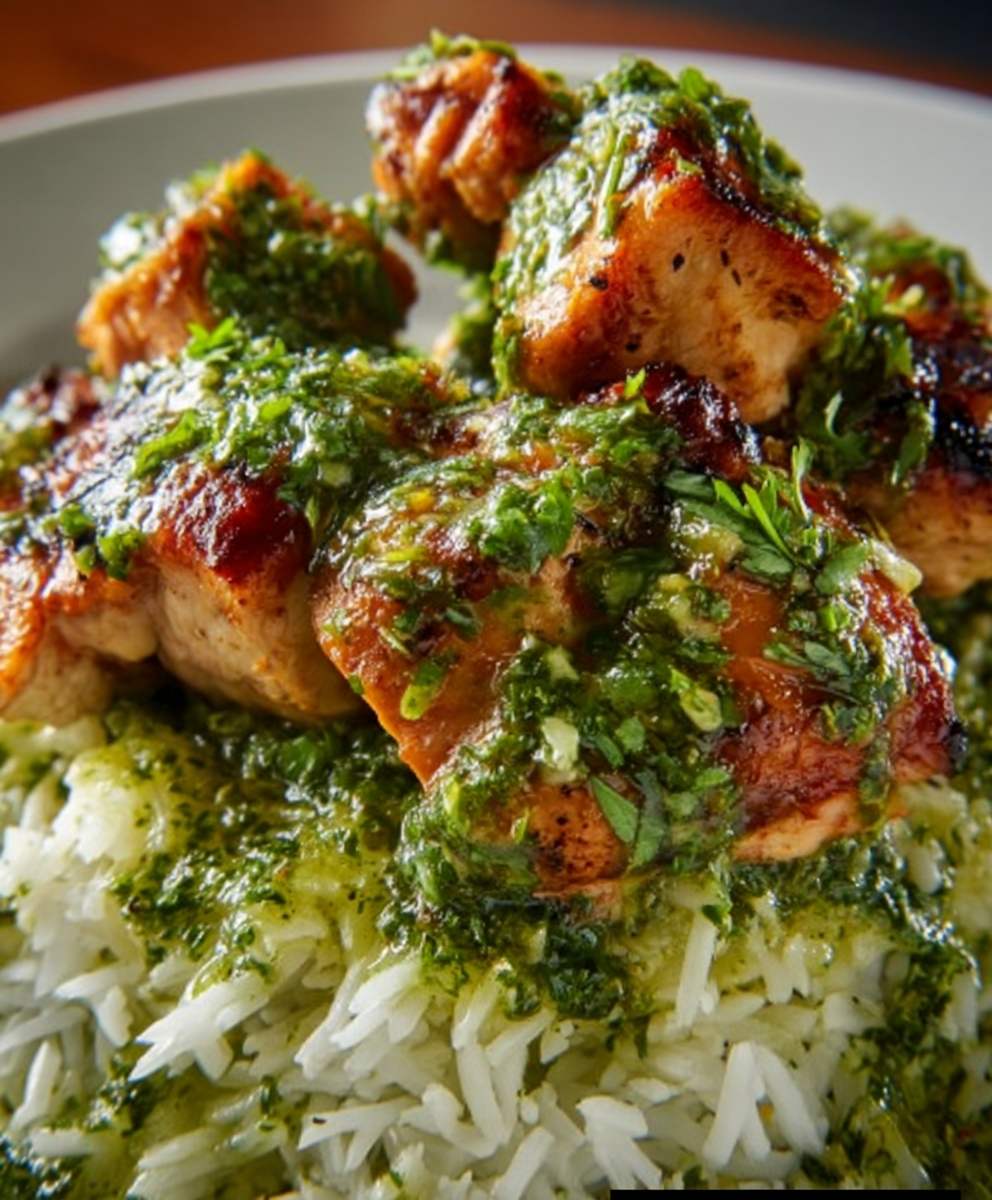 Peruvian Chicken & Rice with Green Sauce
