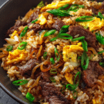 Savory Onion Beef Fried Rice