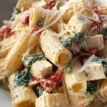 Smoked Mozzarella Spinach Rigatoni Salad
