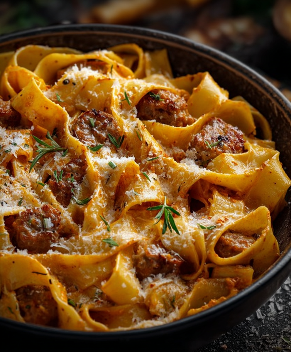 Spicy Creamy Sausage Pappardelle
