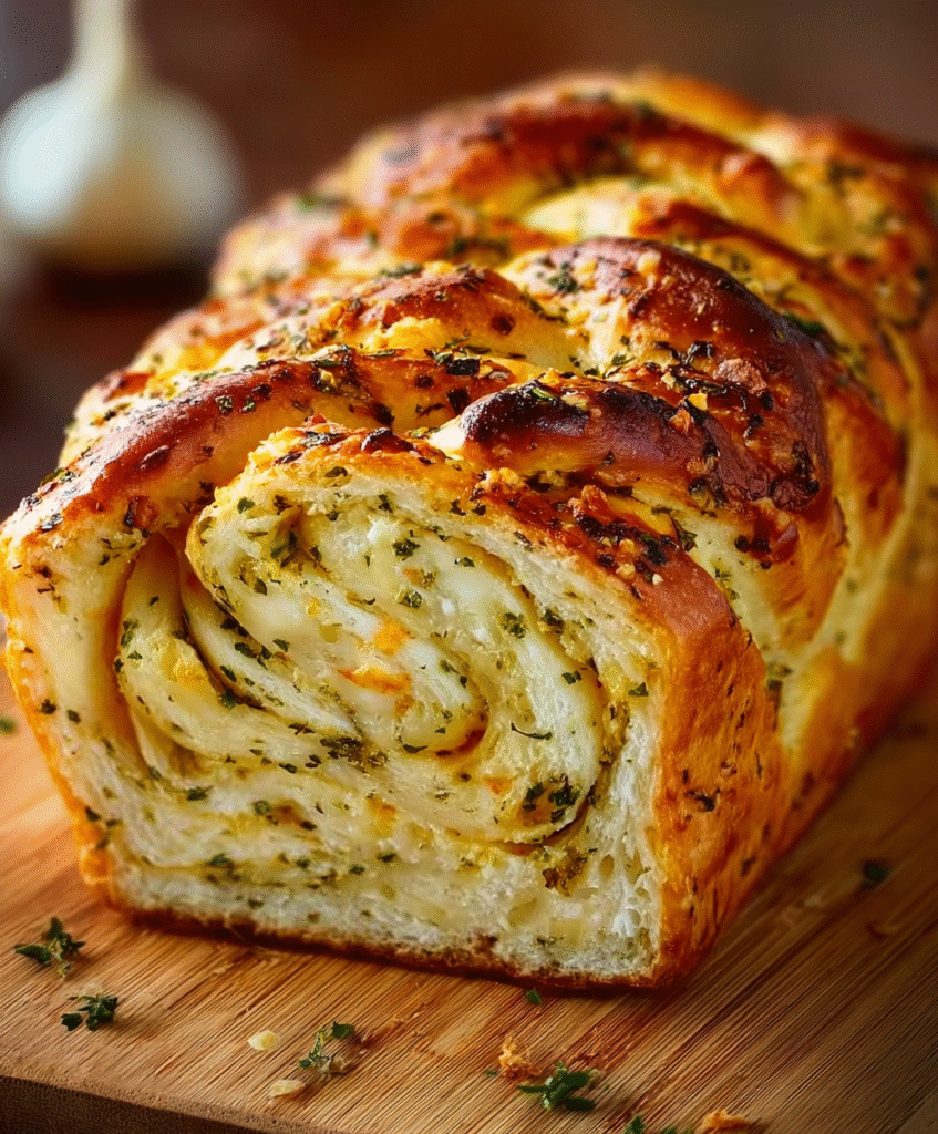 Swirled Garlic Herb & Cheese Bread