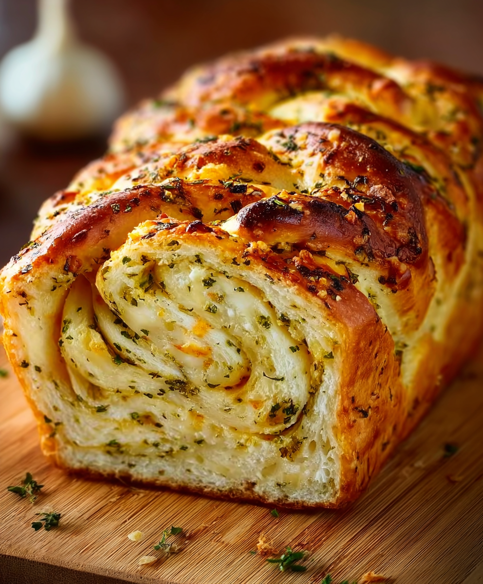 Swirled Garlic Herb & Cheese Bread