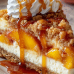 Caramel Peach Cobbler Cheesecake