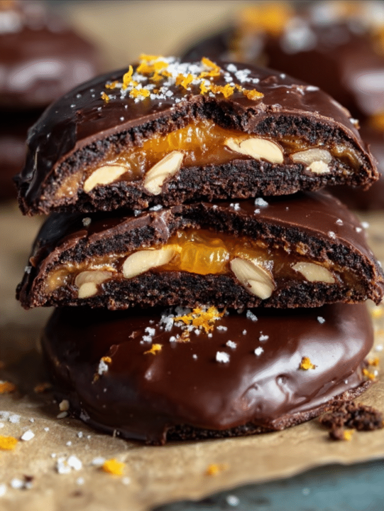 Chocolate-Dipped Orange Almond Crunch Cookies