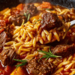 Cozy Greek Beef Giouvetsi Skillet