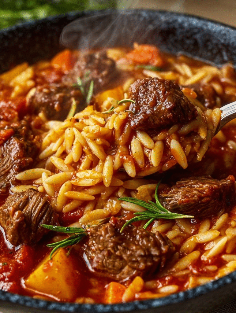 Cozy Greek Beef Giouvetsi Skillet