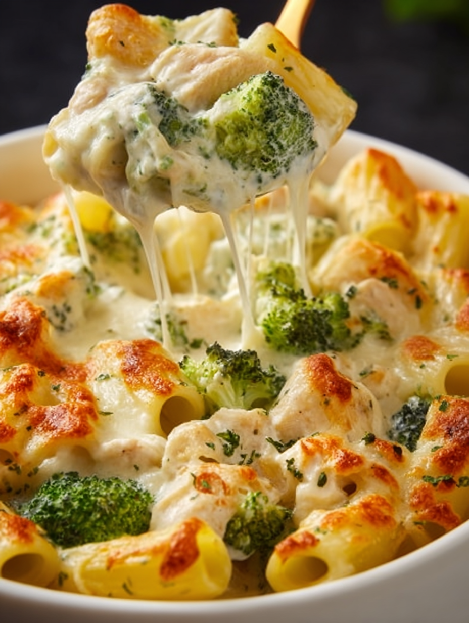 Creamy Garlic Chicken Broccoli Alfredo Bake