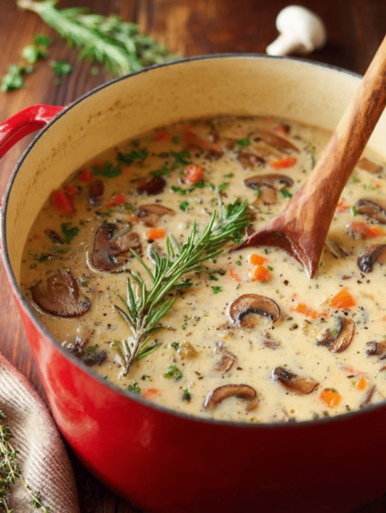Creamy Rustic Mushroom Herb Soup