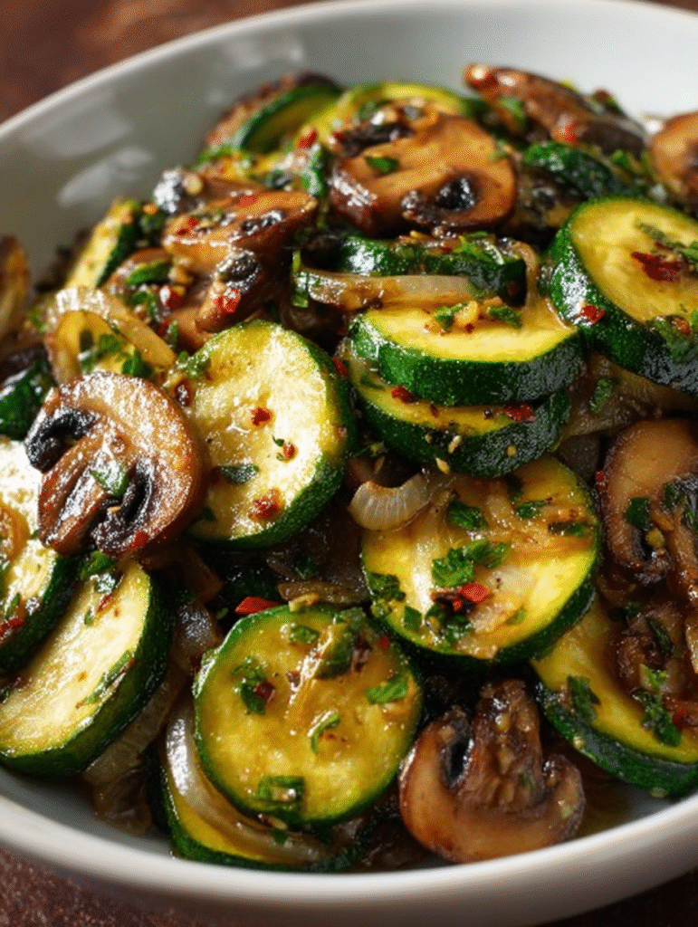 Garlic Herb Sautéed Zucchini, Mushrooms & Sweet Onions