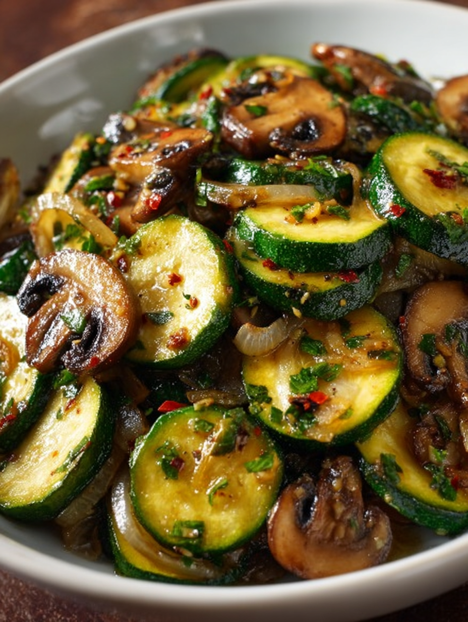 Garlic Herb Sautéed Zucchini, Mushrooms & Sweet Onions