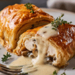 Golden Chicken Wellington with Velvety Dijon Cream