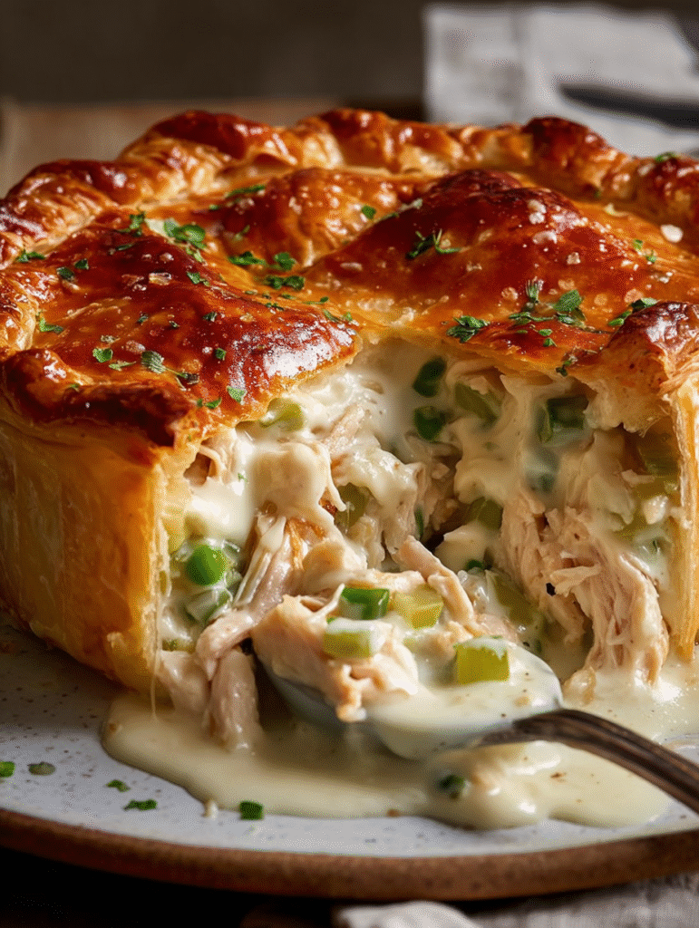 Golden Creamy Chicken & Leek Pie