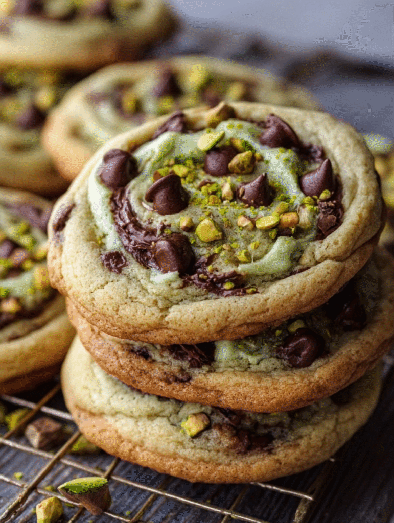 Pistachio Cream Chocolate Chip Cookies