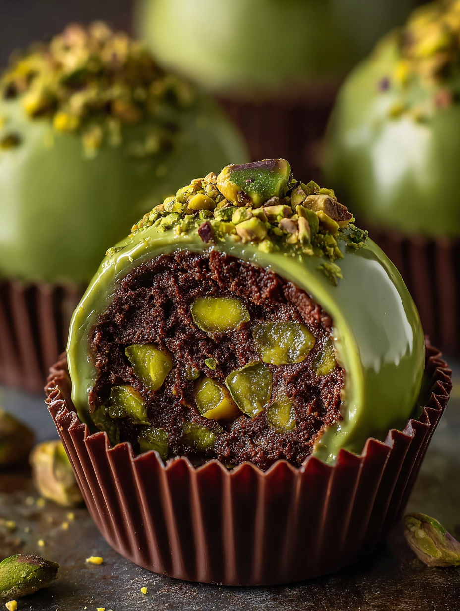 Pistachio Ferrero Brownie Bombs