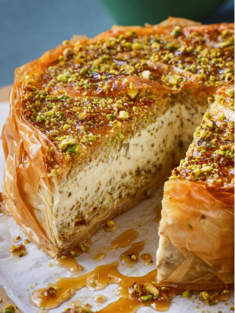 Pistachio Honey Baklava Cheesecake