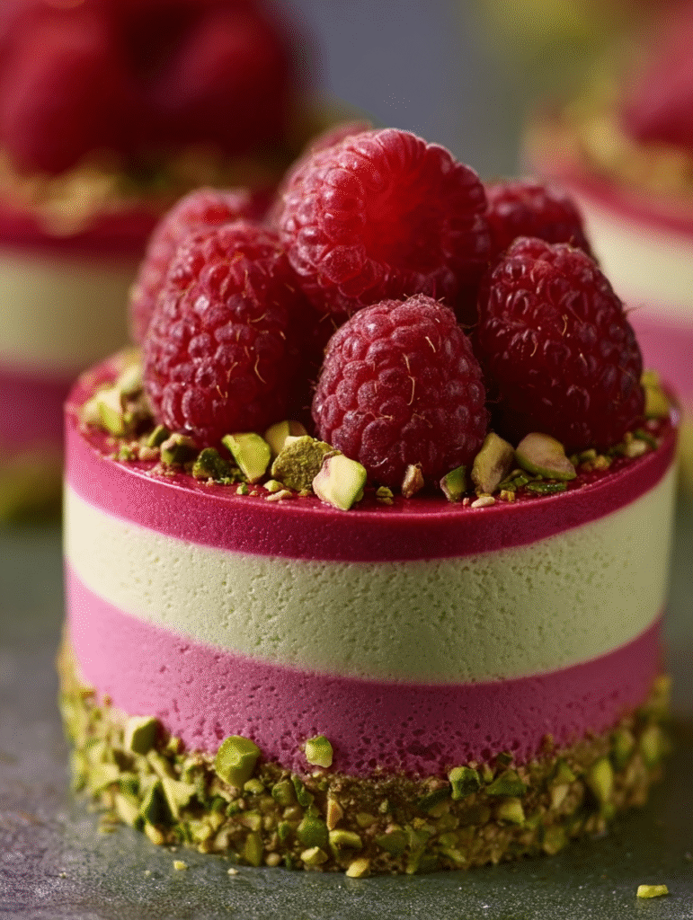 Raspberry Pistachio Dream Mousse Cakes