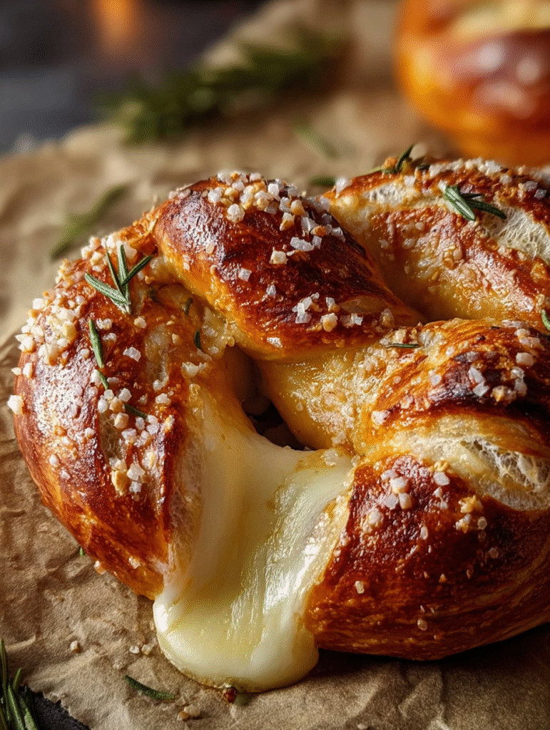 Rosemary Mozzarella Lava Pretzels