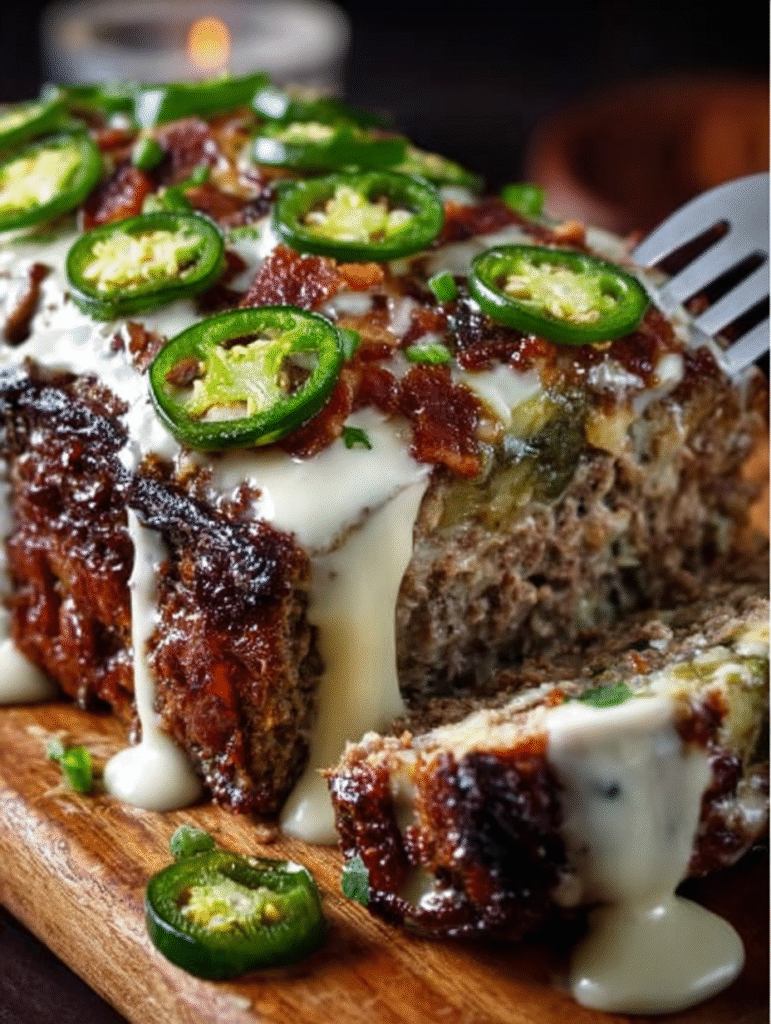 Smoky Jalapeño Popper Meatloaf with Creamy Drizzle