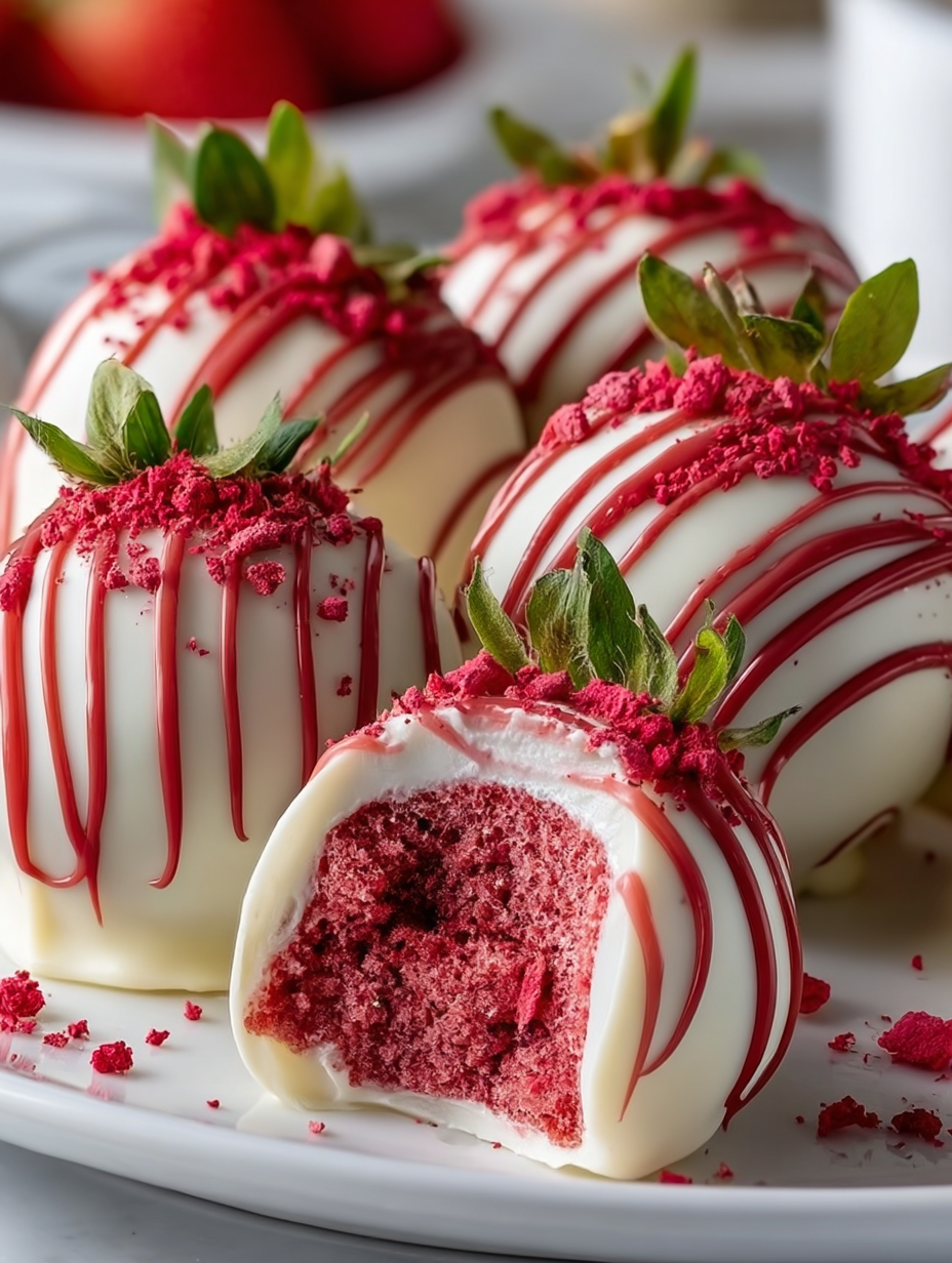 Strawberry Velvet Cheesecake Truffle Bites